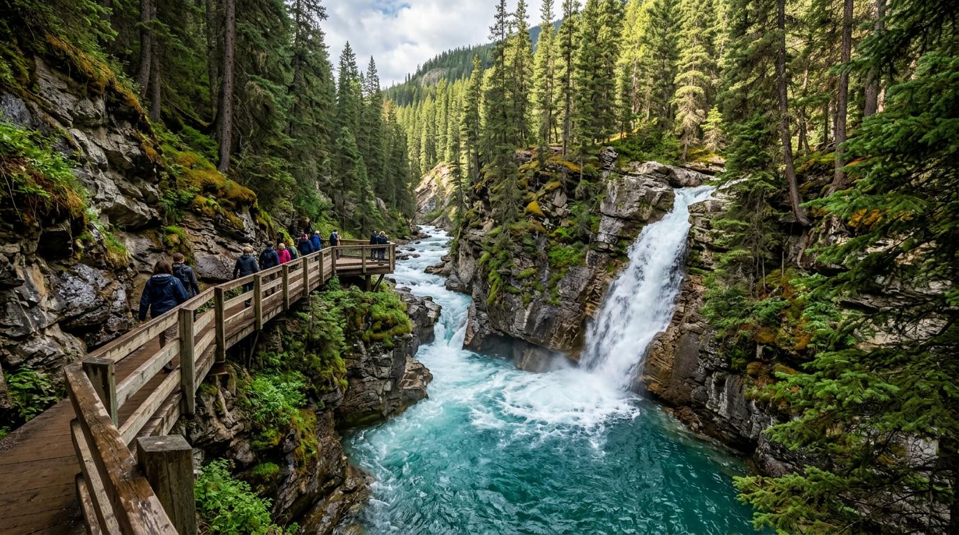Johnston Canyon — catwalk trail through limestone gorge with waterfalls | Beyond Rockies Tours